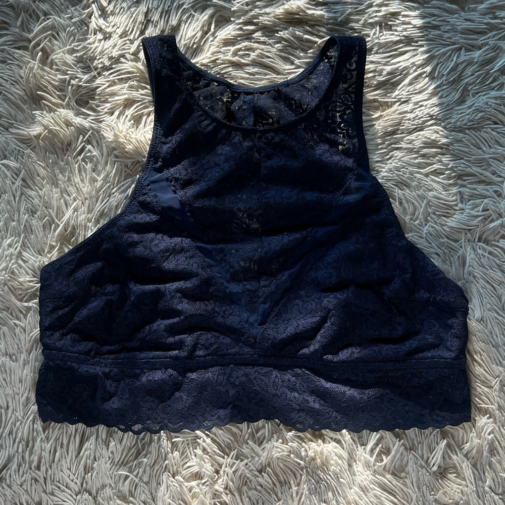 Aerie Navy Blue Lace Top
